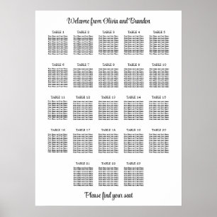 Affiche de plan de table de mariage élégant à 23 t