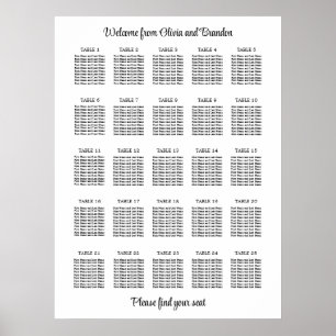 Affiche de plan de table de mariage élégant à 25 t
