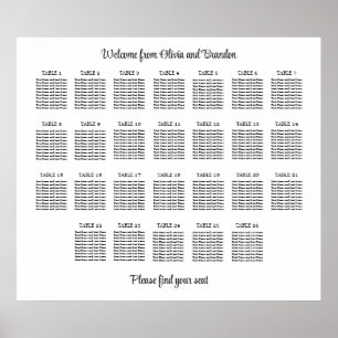 Affiche de plan de table de mariage élégant à 26 t