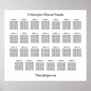 Affiche de plan de table de mariage élégant à 27 t