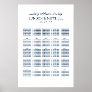 Affiche de plan de table de mariage élégante et cl
