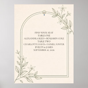 Affiche de plan de table de mariage intime en gros