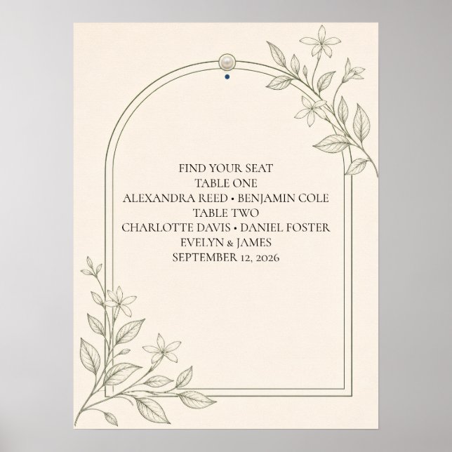 Affiche de plan de table de mariage intime en gros (Devant)