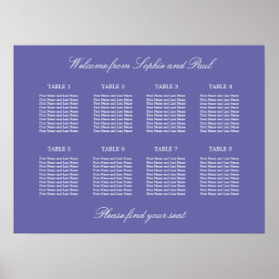 Affiche de plan de table de mariage Lavande 8