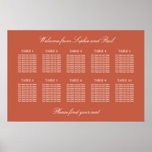 Affiche de plan de table de mariage Terracotta 10