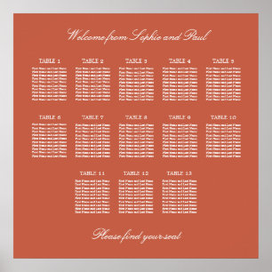 Affiche de plan de table de mariage Terracotta 13