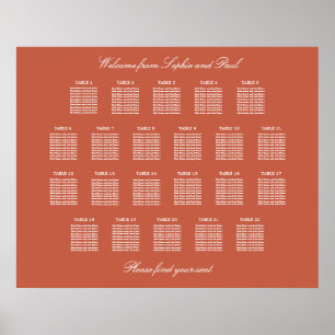 Affiche de plan de table de mariage Terracotta 22