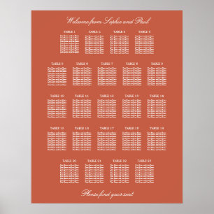Affiche de plan de table de mariage Terracotta 23