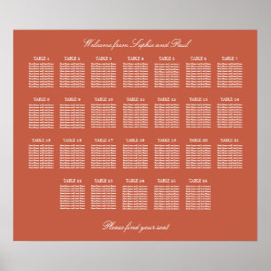 Affiche de plan de table de mariage Terracotta 26