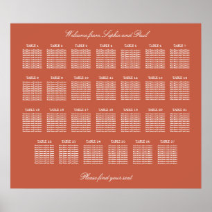 Affiche de plan de table de mariage Terracotta 27