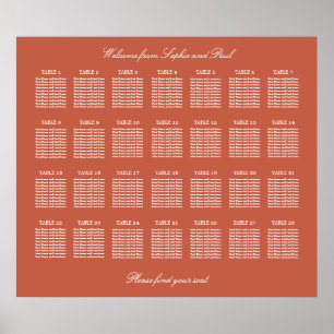 Affiche de plan de table de mariage Terracotta 28