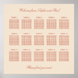 Affiche de plan de table de mariage Terracotta Scr