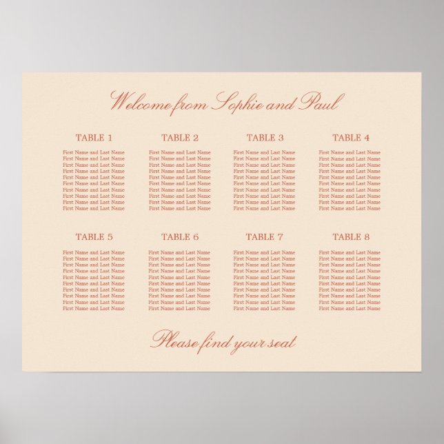 Affiche de plan de table de mariage Terracotta Scr (Devant)