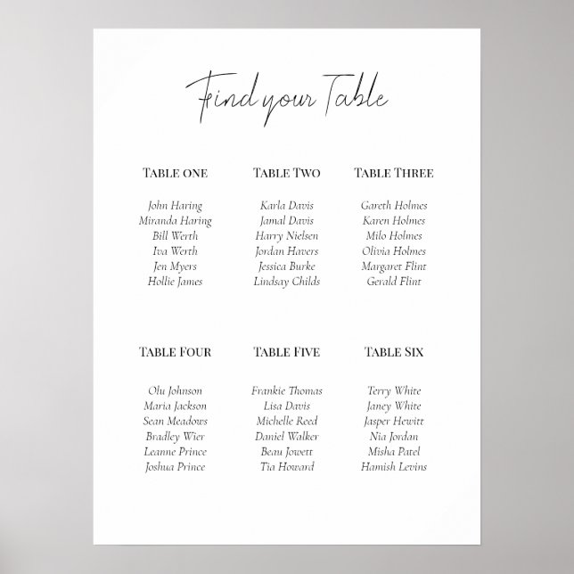 Affiche de plan de table en acrylique monochrome m (Devant)