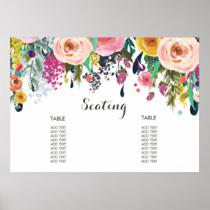 Affiche de plan de table floral peint