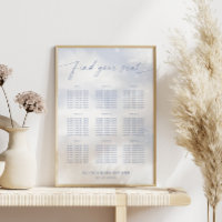 Affiche de plan de table On Cloud 9 Bleu Poussiére