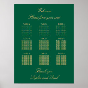 Affiche de plan de table Vert Beige Doré 9