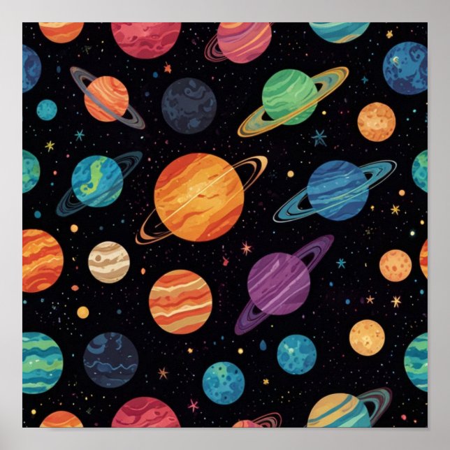 Affiche de planète mystique dans l'espace (Devant)