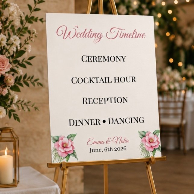 Affiche de planning de mariage floral personnalisé (Créateur téléchargé)