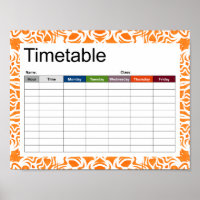 Affiche de planning orange mandala tribal
