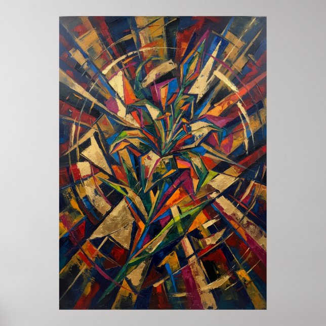 Affiche de plante abstraite colorée (Devant)