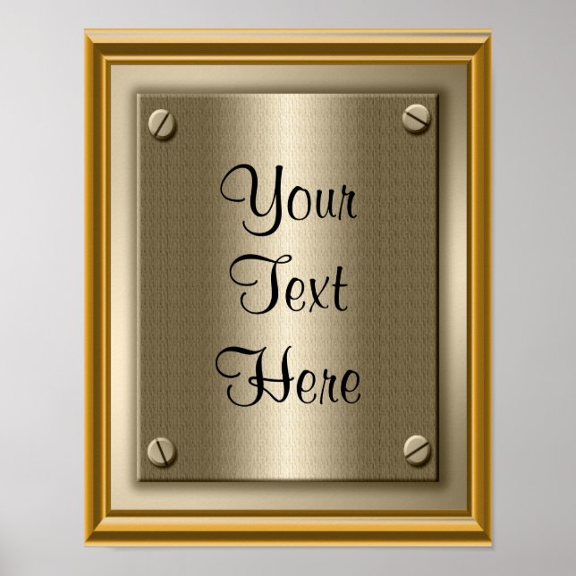 Affiche de plaque en or impression signe (Devant)