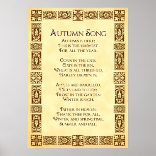 Affiche de poème de Thanksgiving de chanson d'auto
