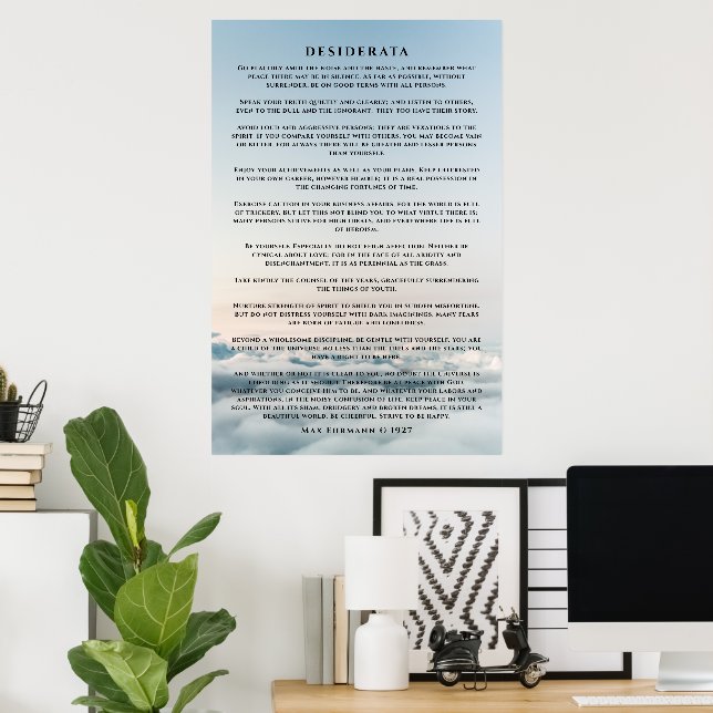 Affiche de poème Desiderata au-dessus du nuage (Bureau à domicile)