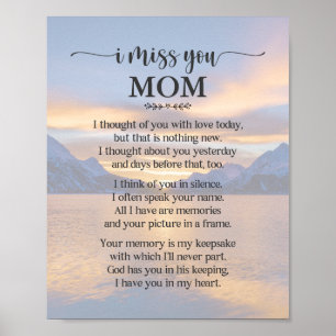 Affiche de poème Je te manque maman