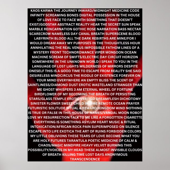 Affiche de poème originale KAOS KARMA (Devant)