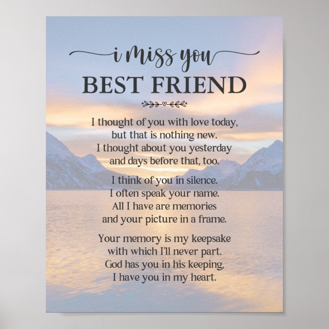 Affiche de poème pour meilleur ami « Je t'aime » (Devant)