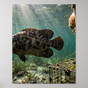 Affiche de poisson de bouée de piège à crabes trip
