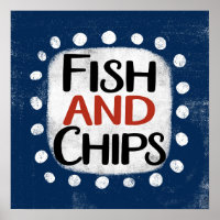 Affiche de poisson et frites