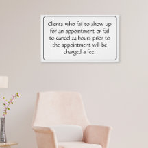 Affiche de politique d'annulation pour salon ou sp