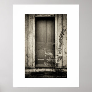 Affiche de porte de bâtiment abandonné rustique sé