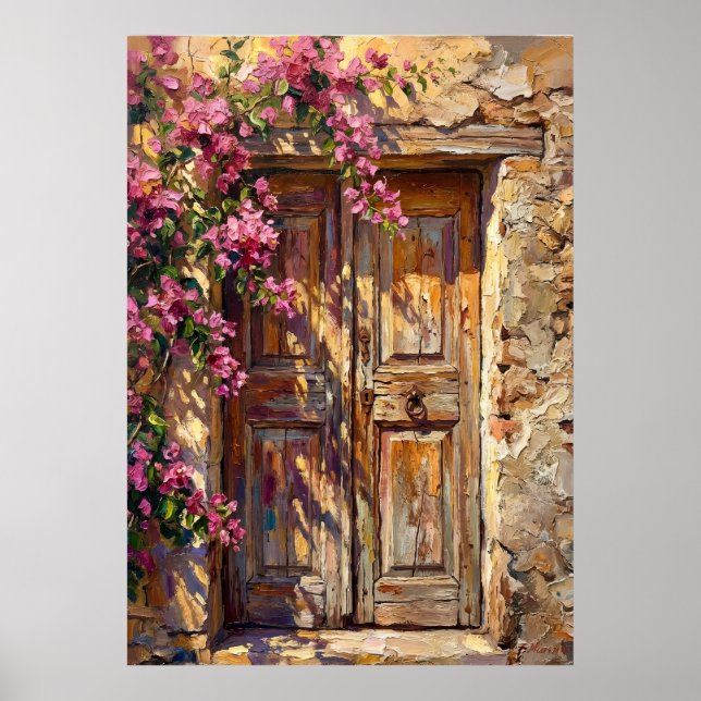 Affiche de porte de fleurs rustique (Devant)