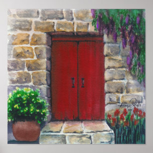 affiche de porte rouge