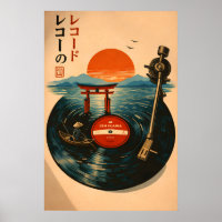Affiche de porte Torii de coucher de soleil de dis