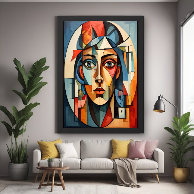 Affiche de portrait cubiste moderne géométrique (Créateur téléchargé)
