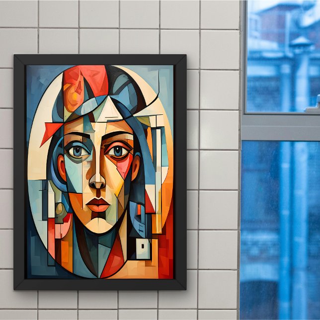 Affiche de portrait cubiste moderne géométrique (Créateur téléchargé)