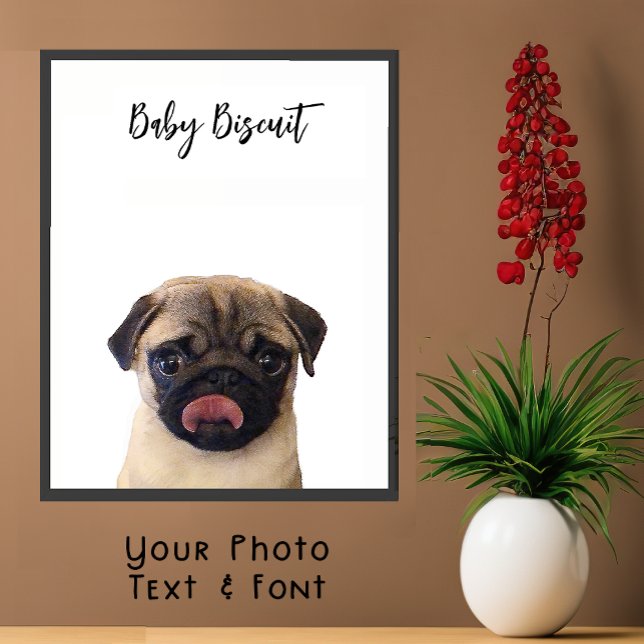 Affiche de portrait de Biscuit Pug bébé mignon (Créateur téléchargé)