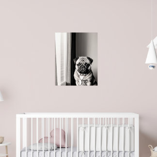 Affiche de portrait de chien Pug intemporel