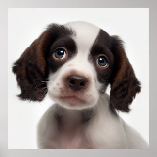 Affiche de portrait de chiot épagneul français mig