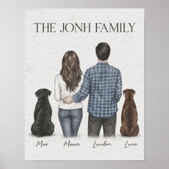 Affiche de portrait de famille au graphite Couple  (Devant)