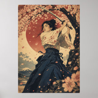 Affiche de portrait de femme japonaise sous le sol