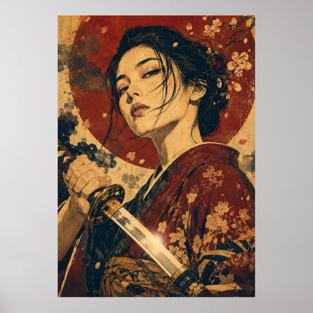 Affiche de portrait de femme japonaise sous le sol (Devant)