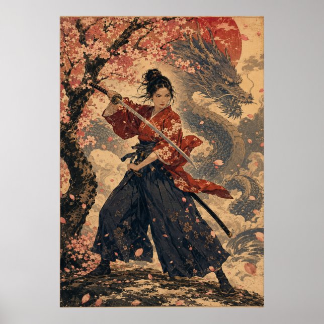 Affiche de portrait de femme japonaise sous soleil (Devant)