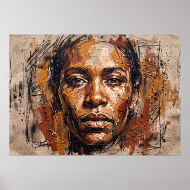 Affiche de portrait de femme noire expressive (Devant)