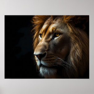 Affiche de portrait de lion majestueux cinématique