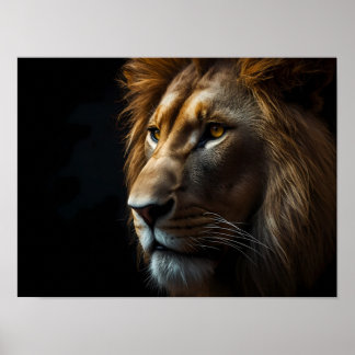 Affiche de portrait de lion majestueux cinématique